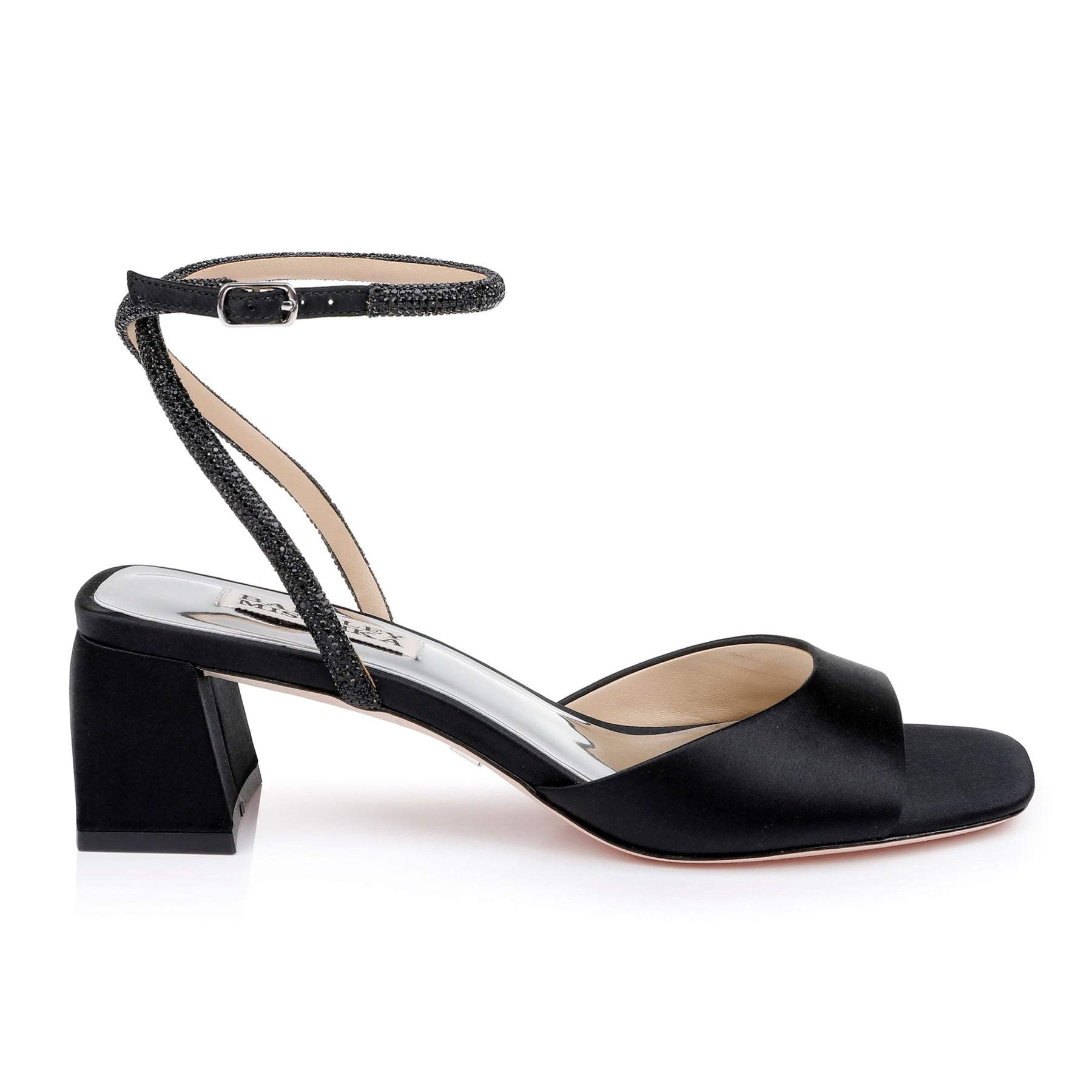 Satin Ankle Strap Block Heels