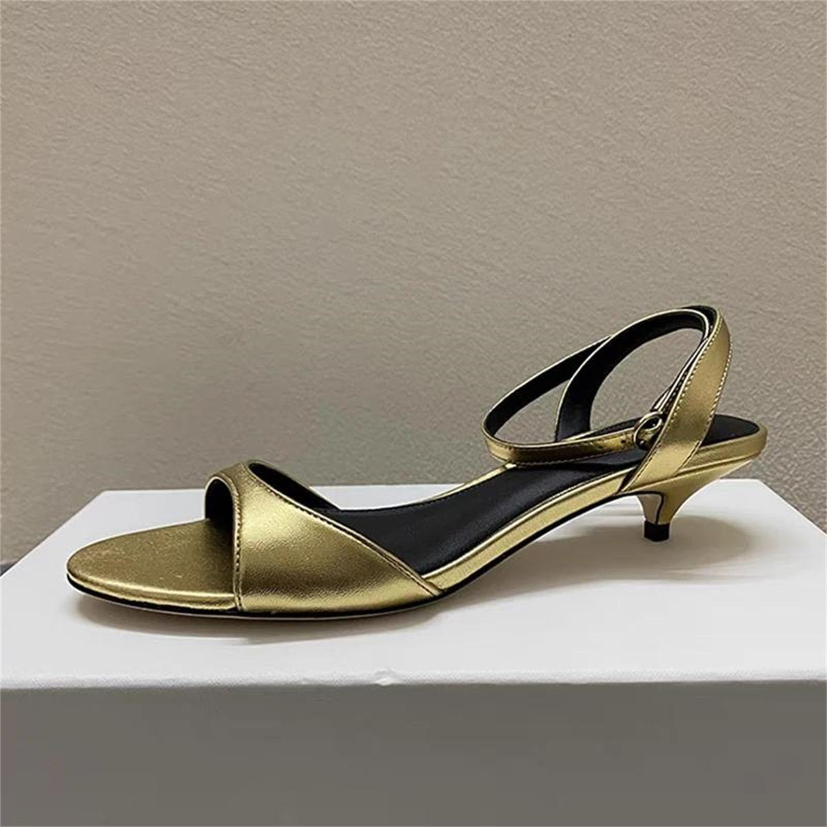 Leather Kitten Heel Sandals