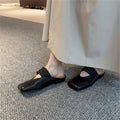Leather Square Toe Mules
