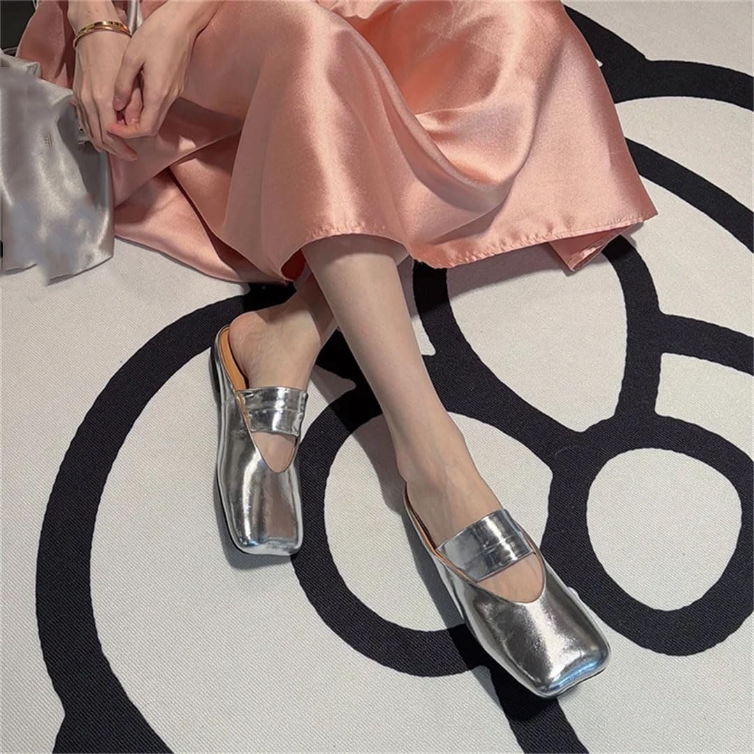 Leather Square Toe Mules