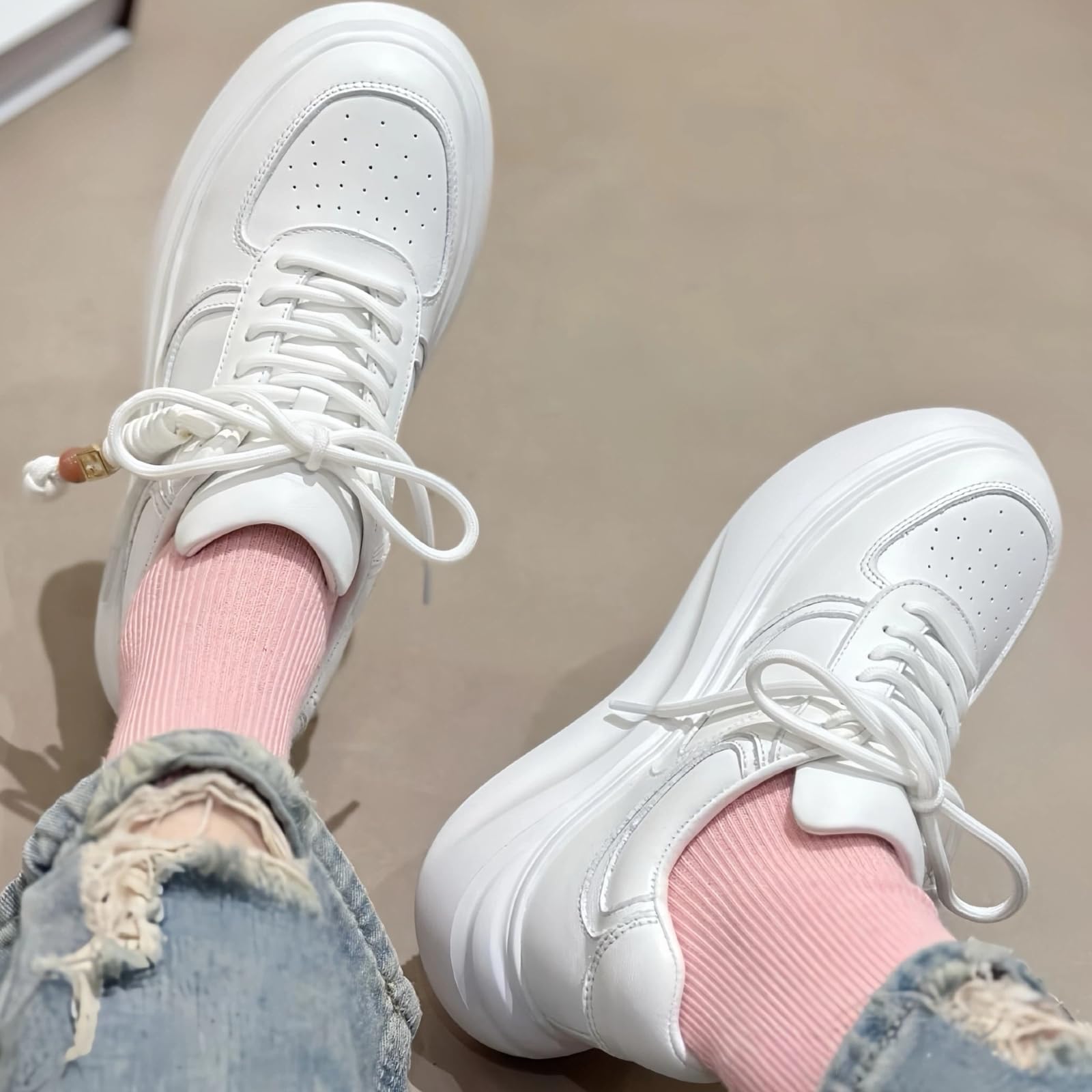 Leather Lace-Up Sneakers