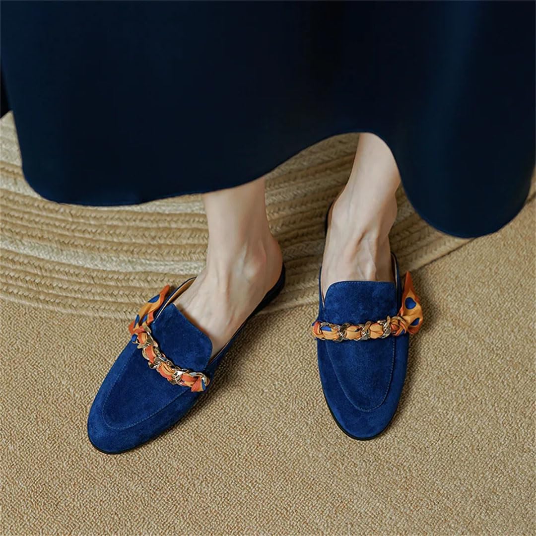 Leather Chain Detail Mules