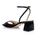 Satin Ankle Strap Block Heels