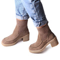 Suede Knit Ankle Boots