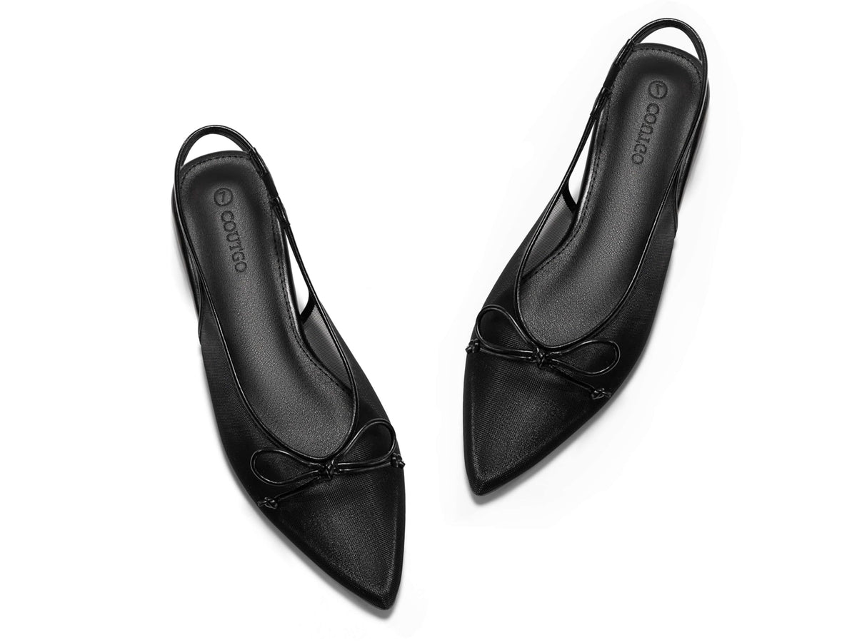 Bow Mesh Slingback Flats