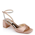 Satin Ankle Strap Block Heels