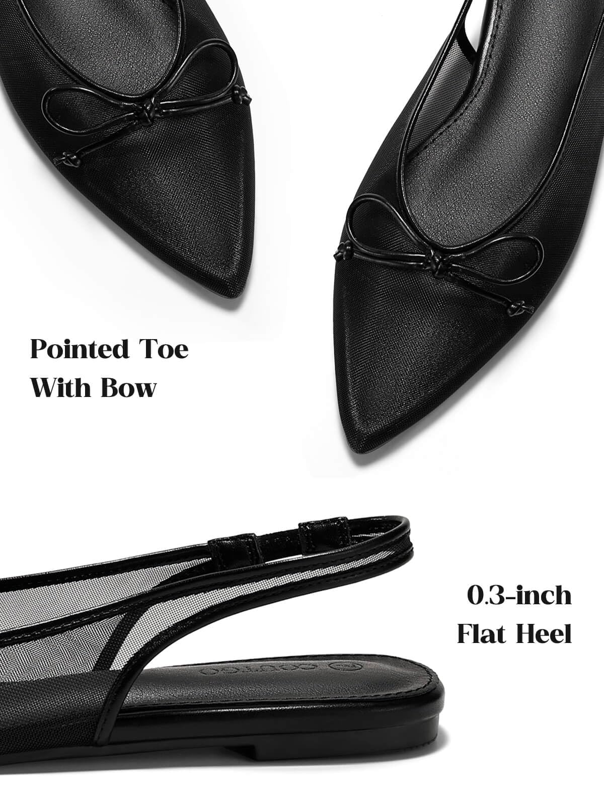 Bow Mesh Slingback Flats