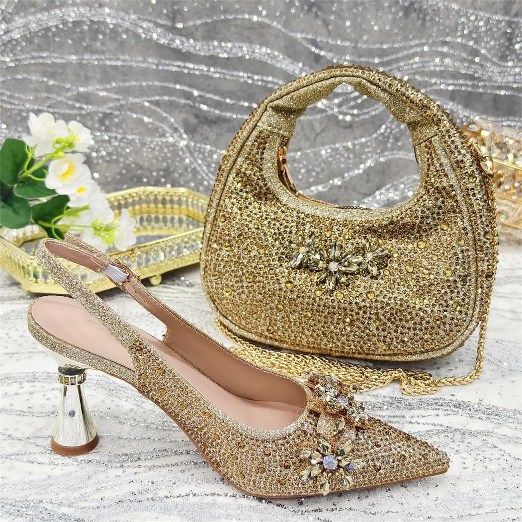 Rhinestone Heels & Bag Set